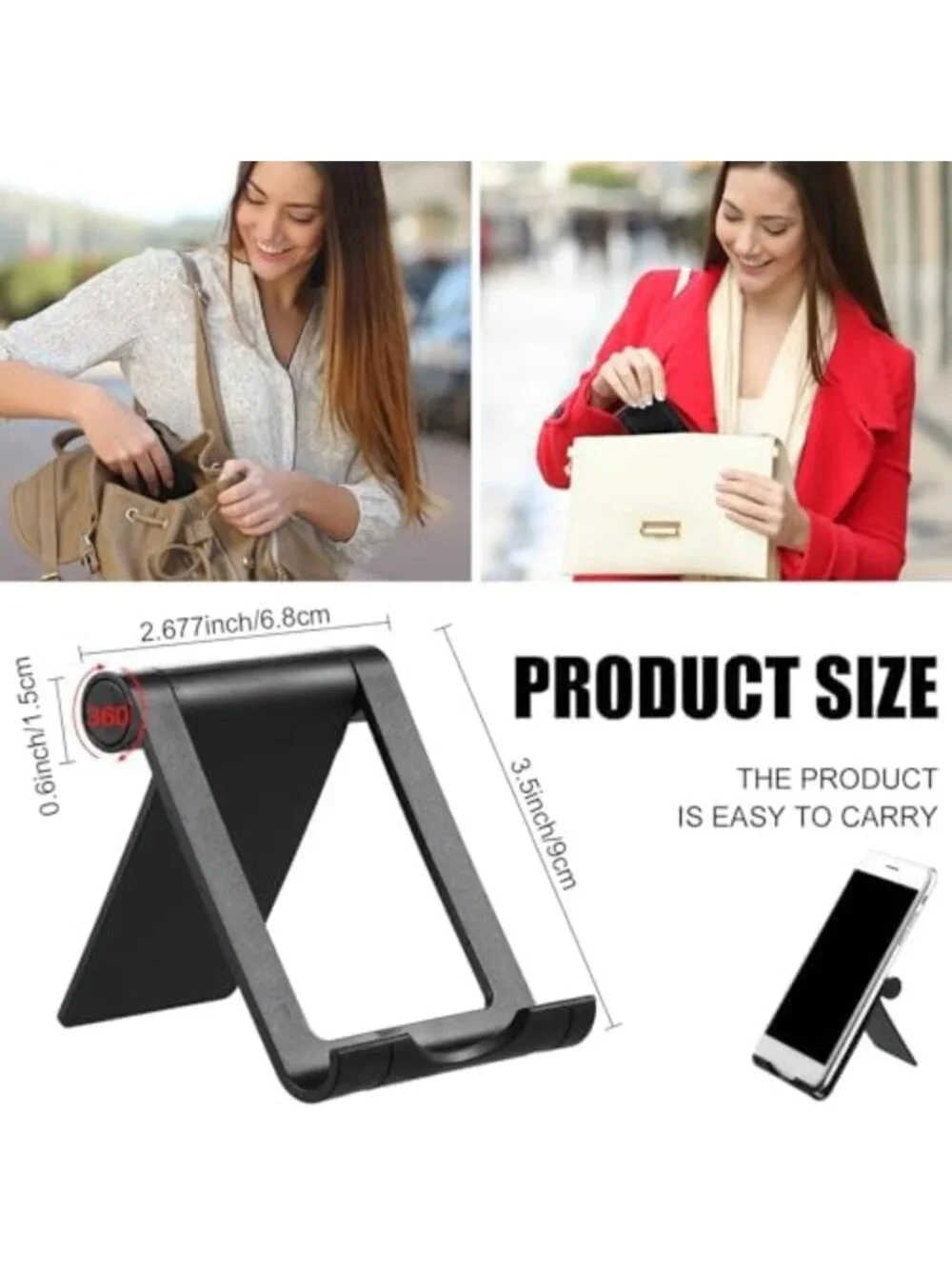40 Pcs Adjustable Phone Stand for Mobile Phones & Tablets - Black, Multi-Angle